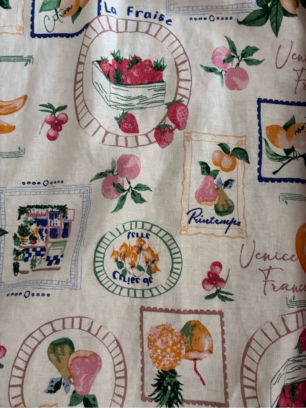 Joie Linen Midi Dress, Fruit Pattern, Summer Pretty! 🍓🍑🍇🍋 - Picture 4 of 9